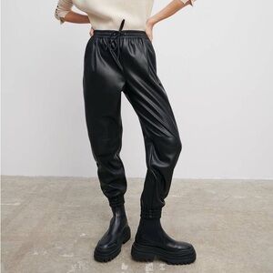 HKR - Black Faux Leather Joggers